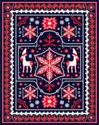 Crimson Deer Floral Starburst Medallion Rug