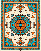 Orange Teal Sunburst Medallion Rug