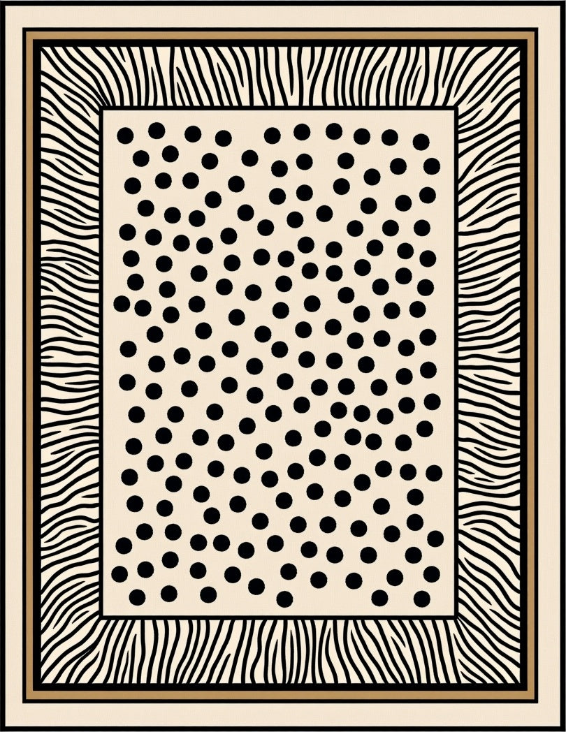 Black Dot Cream Zebra Border Rug
