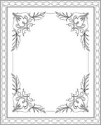 Ornate Scrollwork Bordered Illustration Black White Rug