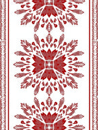 Red Stylized Floral Border Rug