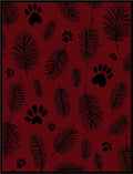 Deep Red Palm Leaf Paw Print Repeat Rug