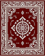 Crimson White Intricate Floral Medallion Rug