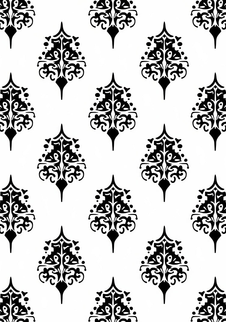 Black white ornate damask arabesque Rug