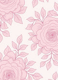 Pink Floral Line Art Branches Rug
