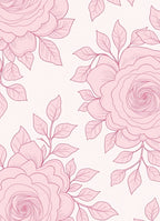 Pink Floral Line Art Branches Rug