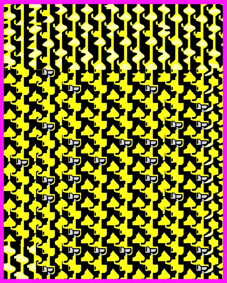 Bold Yellow Abstract Jigsaw Puzzle Rug