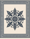 Deep Navy Floral Medallion Ivory Frame Rug