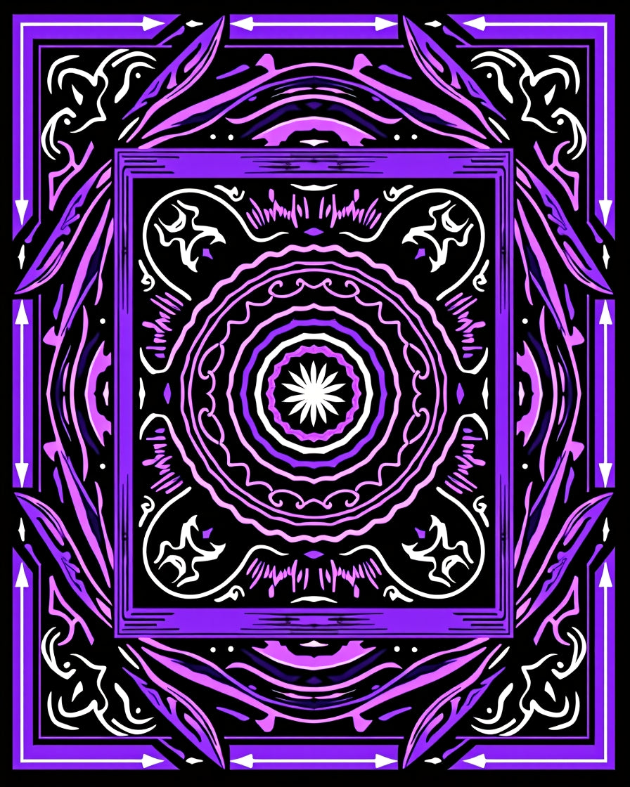 Vibrant Purple Mandala Abstract Square Rug