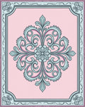 Pale Pink Floral Scrollwork Medallion Rug