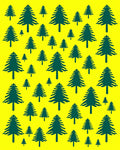 Forest Green Pine Trees Yellow Background Rug