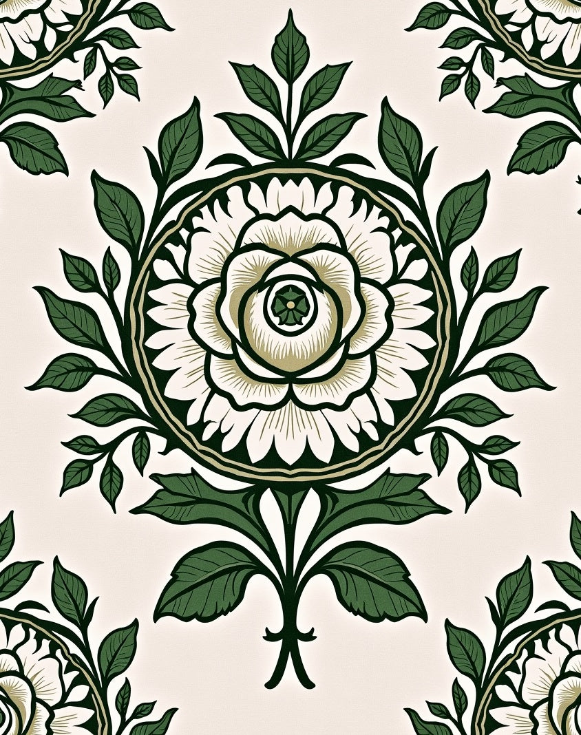 Ornate Verdant Leaf Bloom Rug