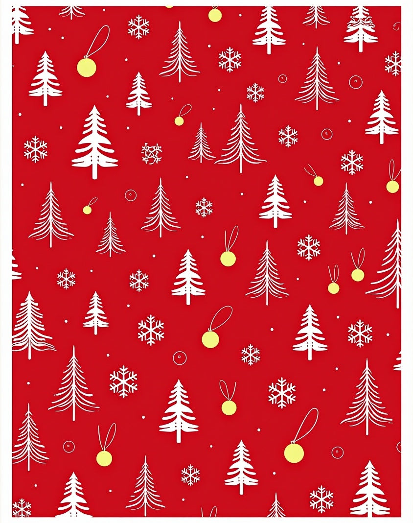 Red Winter Tree Snowflakes Bright Ornaments Rug