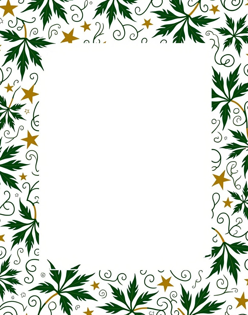 Forest Green Leafy Stars Swirl Rug