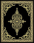 Black and Gold Filigree Medallion Rug