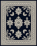 Dark Blue Floral Medallion Garden Rug