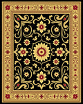 Ornate Crimson Gold Blooming Vine Rug