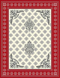 Crimson Floral Medallion Brocade Rug
