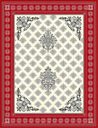 Crimson Floral Medallion Brocade Rug