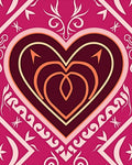 Vibrant Pink Heart Abstract Oval Rug