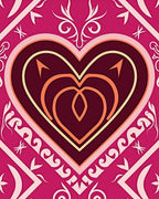 Vibrant Pink Heart Abstract Oval Rug