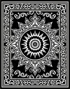 Black White Radial Sunburst Mandalas Rug