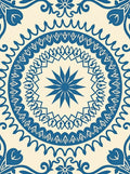 Classic Blue Cream Medallion Overlay Rug