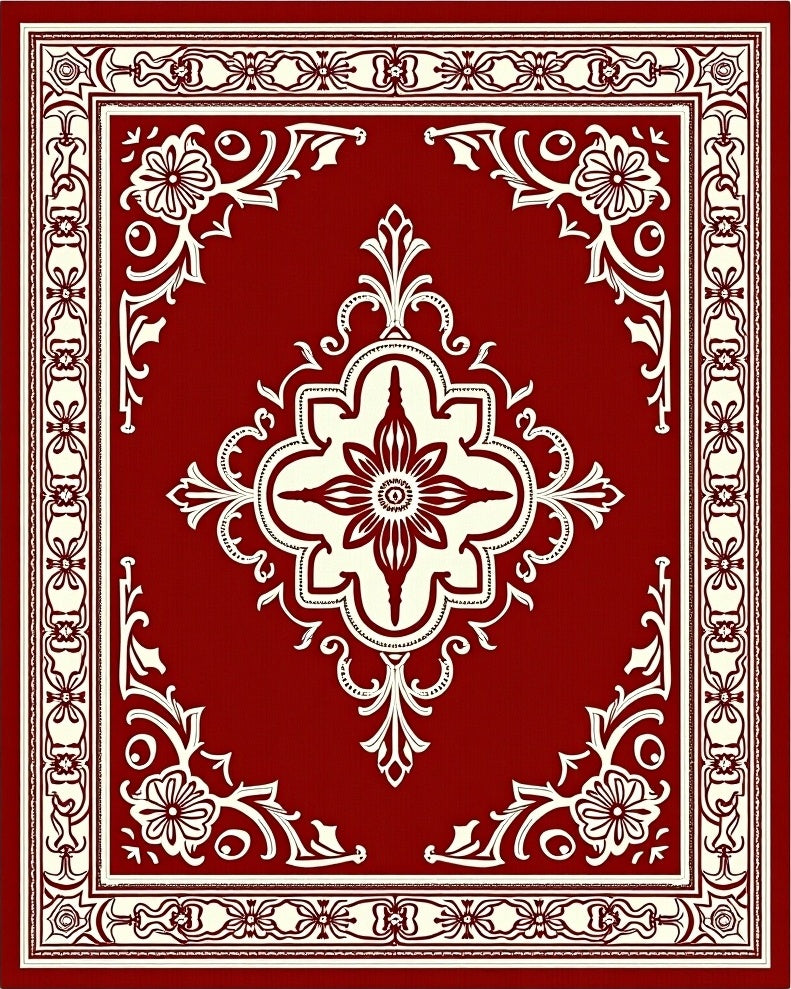 Crimson Ivory Elaborate Floral Accent Rug