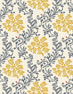 Golden Yellow Floral Scroll Work Rug