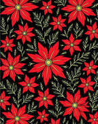 Vivid Red Blossom Black Garden Rug