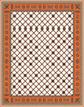 Orange Lattice Medallion Cream Border Rug