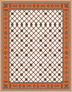 Orange Lattice Medallion Cream Border Rug