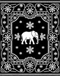 Black White Elephant Snowflake Frame Rug