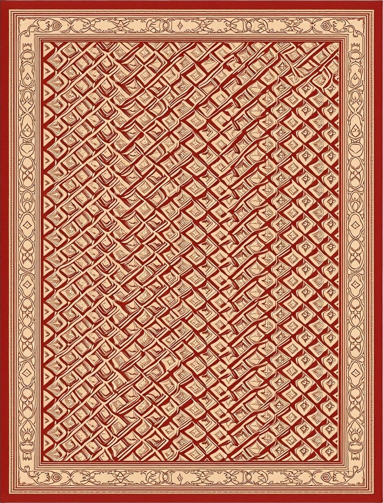 Crimson Beige Diamond Quilt Rug