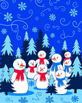 Winter Snowman Forest Scene With Snowflakes Rug