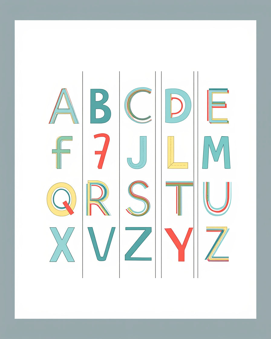 Modern Alphabet Stripes Rug