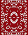 Rich Red Floral Laurel Wreath Medallion Rug