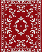 Rich Red Floral Laurel Wreath Medallion Rug