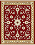 Ornate Crimson Floral Garden Rug