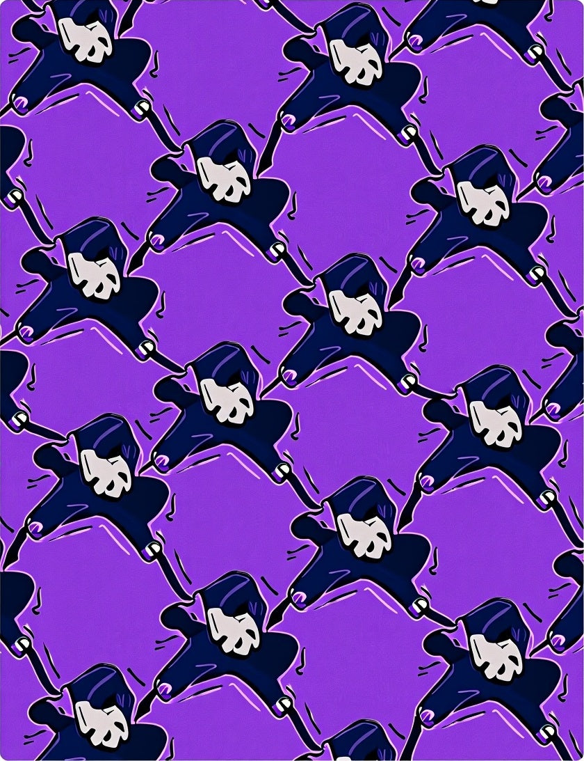 Purple Phantom Figures Repeating Pattern Rug