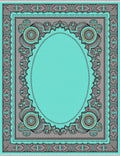 Ornate Teal Gray Tribal Medallion Rug