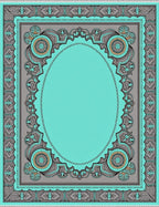Ornate Teal Gray Tribal Medallion Rug