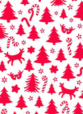 Red Christmas Trees Candy Reindeer Stars Rug