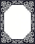 Dark Navy Floral Foliage Border Rug