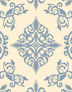 Pale Blue Flourish Filigree Mandala Rug