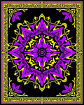 Vibrant Purple Yellow Floral Mandala Rug