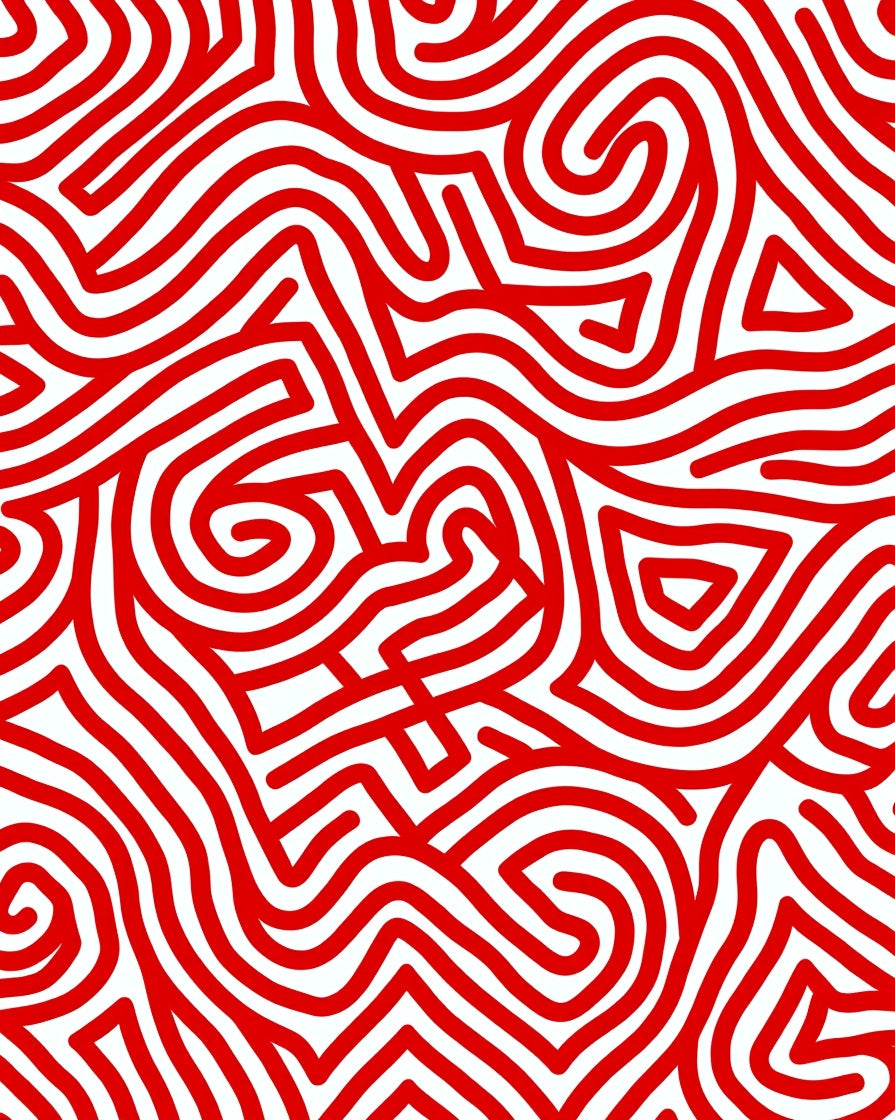 Crimson Swirl Maze Rug