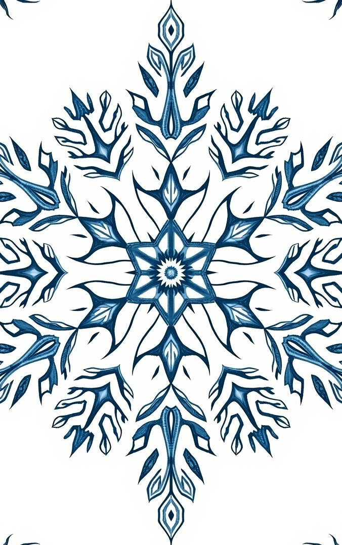 Deep Blue Symmetric Floral Medallion Rug