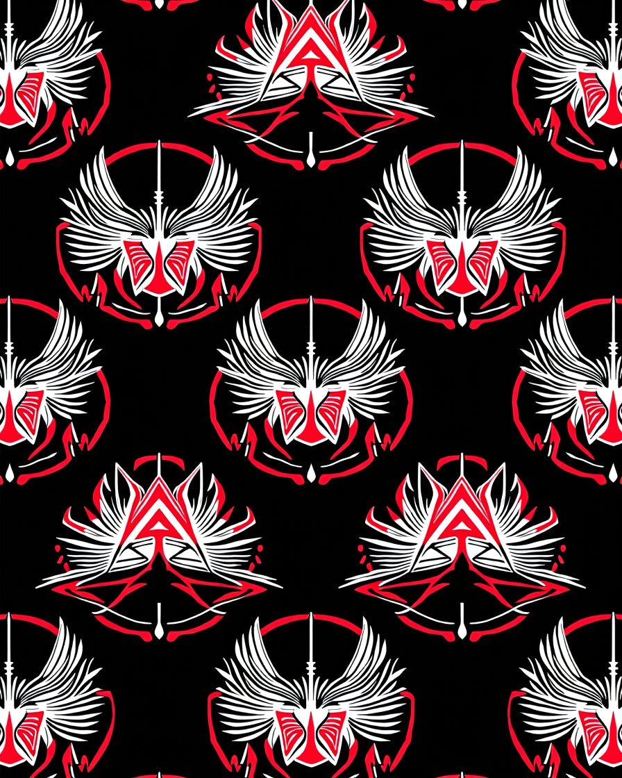 Bold Red Winged Crest Emblem Rug