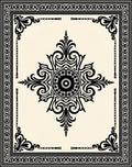 Cream Black Ornamental Floral Medallion Rug